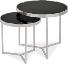 Kulatý konferenční stolek DELIA II, set 2 kusů, černá