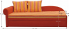Rozkládací pohovka AGA D, s úložným prostorem, levá, oranžová/proužkovaný vzor