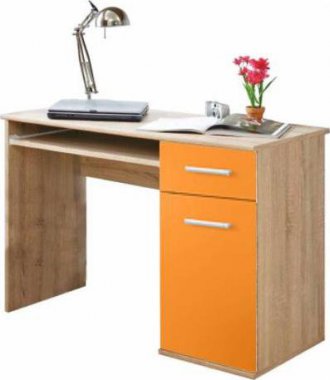 PC stůl, dub sonoma / oranžová, EMIO Typ 6