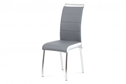 Jídelní židle DCL-403 GREY, ekokůže šedá/bílý bok/chrom