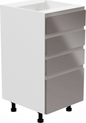 Spodní kuchyňská skříňka AURORA D40S4 se šuplíky, bílá/šedá lesk