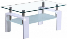 Konferenční stolek LIBOR NEW, bílá lesk/sklo