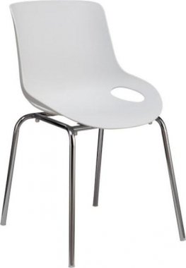 Jídelní židle, chrom + plast, bílá, EDLIN