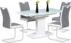 Rozkládací jídelní stůl AT-4012 WT, bílá lesk/sklo