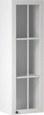 Horní kuchyňská skříňka LAYLA W40S nástavná, pravá, bílá/sosna andersen/sklo