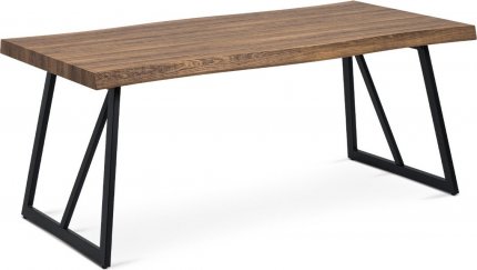 Jídelní stůl 180x90 cm, MDF dekor tmavý dub, kov černý mat HT-220 OAK3