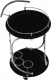 Servírovací stolek, černé sklo / chrom, VESNA