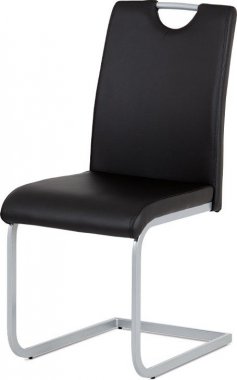 Jídelní židle DCL-121 BK, koženka černá / šedý lak