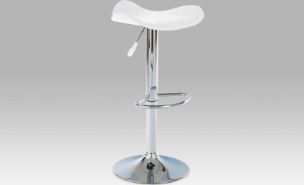 Barová židle AUB-300 WT, chrom / koženka bílá 