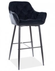 Barová židle BERI velvet černá/černý kov