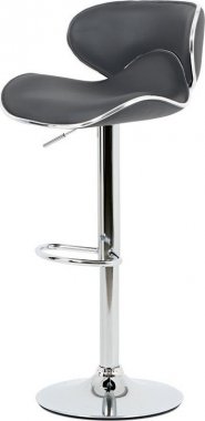 Barová židle, šedá ekokůže, chromová podnož, výškově nastavitelná AUB-455 GREY