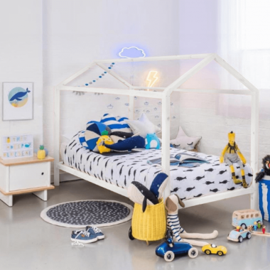 Dětská postel IMPRES domeček, masiv/bílá