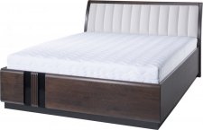 Masivní postel PORTI P-76, 160x200, dub čokoládový/béžová Carabu 60