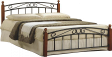 Kovová postel DOLORES, 160x200, třešeň/černý kov