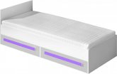 Dětská postel GULLIWER 11, 90x200 s úložným prostorem, bílá lesk/fialová