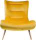 Designové křeslo KIRILO s podnoží, žlutá Velvet látka/dřevo
