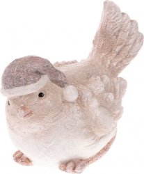 Ptáček s čepicí, zimní dekorace z polyresinu AV4704