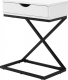 Odkládací, noční stolek VIRED se zásuvkou, bílá/černý kov