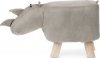 Taburet - nosorožec, potah světle šedá látka v dekoru kůže, nohy kaučukovník LA2015