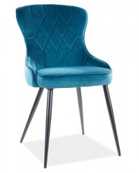 Designová jídelní židle PIKA velvet tyrkysová/černý kov