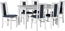 MILENIUM 1 - jídelní set stůl+6 židlí (Max 5P+Boss 14 ) bílá (borovice andersen)/ NOVÁ látka tmavě šedá č.2B-Soro 97  - kolekce "DRE" (DM) (K150)