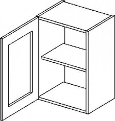 Horní kuchyňská skříňka COSTA W40WL 1-dveřová, bílá lesk/čiré sklo