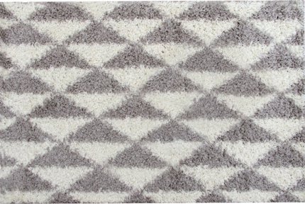 Koberec, krémově / šedá, geometrický vzor, 67x120, PIXEL