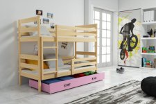 Patrová postel Norbert s úložným prostorem, borovice/růžová
