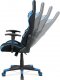 Kancelářská židle KA-V608 BLUE, modrá ekokůže + černá látka, houpací mech., plastový kříž
