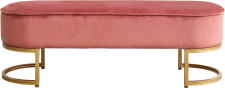 Designová lavice, růžová Velvet látka/gold chrom-zlatý, MIRILA NEW