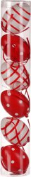 Vajíčka plastová, barva červeno - bílá. Cena za balení 6 ks. VEL7166 RED