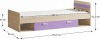Dětská postel EGO L13 80x190 s úložným prostorem, jasan/fialová