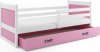 Dětská postel Riky 90x200 s úložným prostorem, bílá/růžová