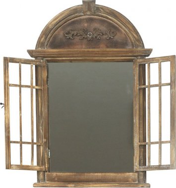 Zrcadlo LD-0271, v  dřevěném rámu, tvar okna 