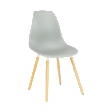 Plastová jídelní židle KALISA, studená šedá plast/buk