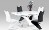 Rozkládací jídelní stůl 140+40x90 cm, bílý mat / nerez HT-999 WT