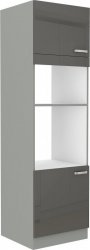 Kuchyňská skříň Garid na mikrovlnku a troubu 60 DPM 210 2F šedý lesk/šedá