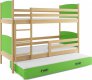 Patrová postel s přistýlkou Tamita borovice/zelená