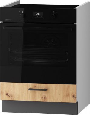 Spodní kuchyňská skříňka CARLO DK60 pro vestavnou troubušedá grafit/dub artisan