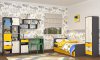 Dětská postel DISNEY 90x200, s úložným prostorem,  dub kraft bílý/šedý grafit/žlutá