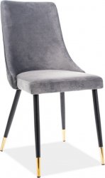 Designová jídelní židle PIANO, velvet šedá/kov černá/zlatá