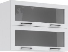 Horní kuchyňská skříňka IRMA KL80-2W výklopná, bílá/sklo