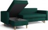 Rohová sedací souprava Anabel UNI, rozkládací s úložným prostorem, tmavě zelená Kronos 19