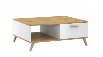 Konferenční stolek Roky 12 se zásuvkou, bílá/dub artisan