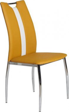 Jídelní židle, chrom/ekokůže žlutá kari/bílá, OLIVA