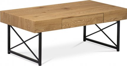 Konferenční stolek 110x60 cm, MDF divoký dub, kov černý mat AHG-384 OAK