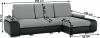 Rohová sedací souprava LATE NEW, rozkládací s úložným prostorem, pravá, eko černá/látka šedá