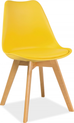 KRIS BUK- jídelní židle eco kůže ŽLUTÁ/nohy dřevo buk (KRISBUZO) (S) (K150-E)