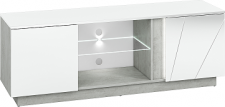 LAMIA 09 - televizní stolek 2D, lamino, beton/bílá lesk/bílá lesk MDF (ML) (LUMENS09=1BALÍK) (K150)NOVINKA