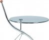 Servírovací stolek, skleněná deska, chromovaná kostra, polička ekokůže, pojezd CT-3040